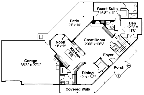 Country Farmhouse Level One of Plan 69728