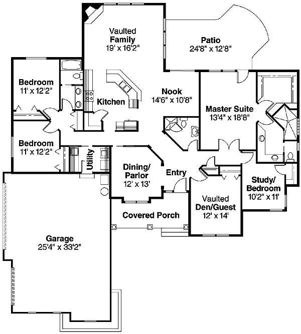 Florida One-Story Level One of Plan 69735