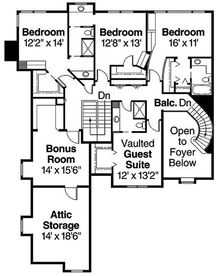 House Plan 69737 Second Level Plan