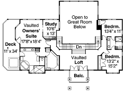 House Plan 69738 Second Level Plan