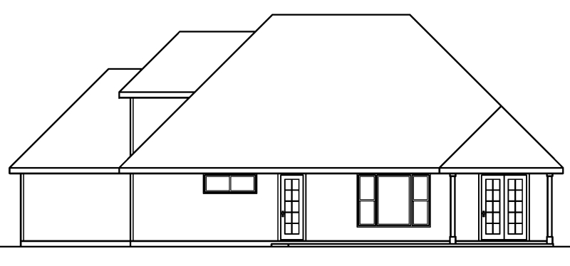 Traditional Rear Elevation of Plan 69739