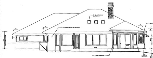 Contemporary One-Story Rear Elevation of Plan 69745