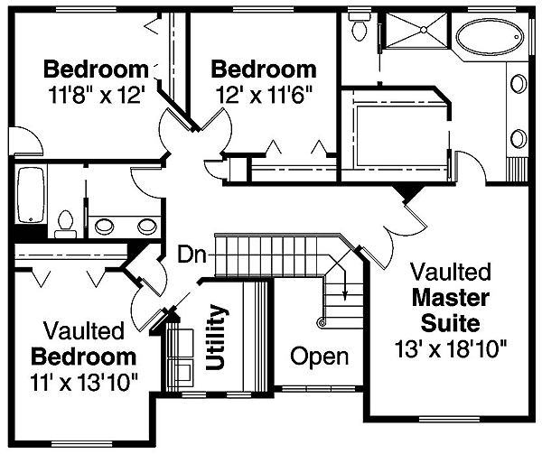 Farmhouse Traditional Level Two of Plan 69748