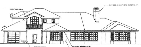 Traditional Rear Elevation of Plan 69753