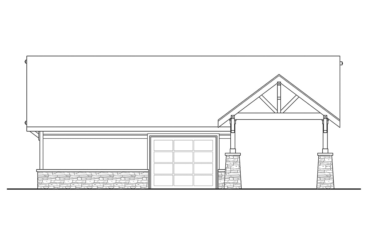 Traditional Rear Elevation of Plan 69763