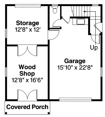 Garage Plan 69765 - 1 Car Garage Apartment First Level Plan