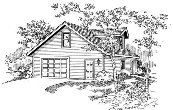 Garage Plan 69766 - 1 Car Garage Apartment Elevation