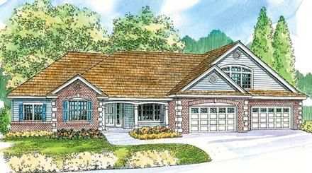 Contemporary Country Craftsman Traditional Elevation of Plan 69778