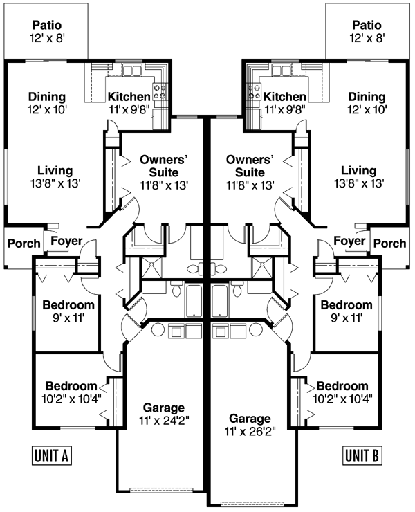 Contemporary Ranch Level One of Plan 69783