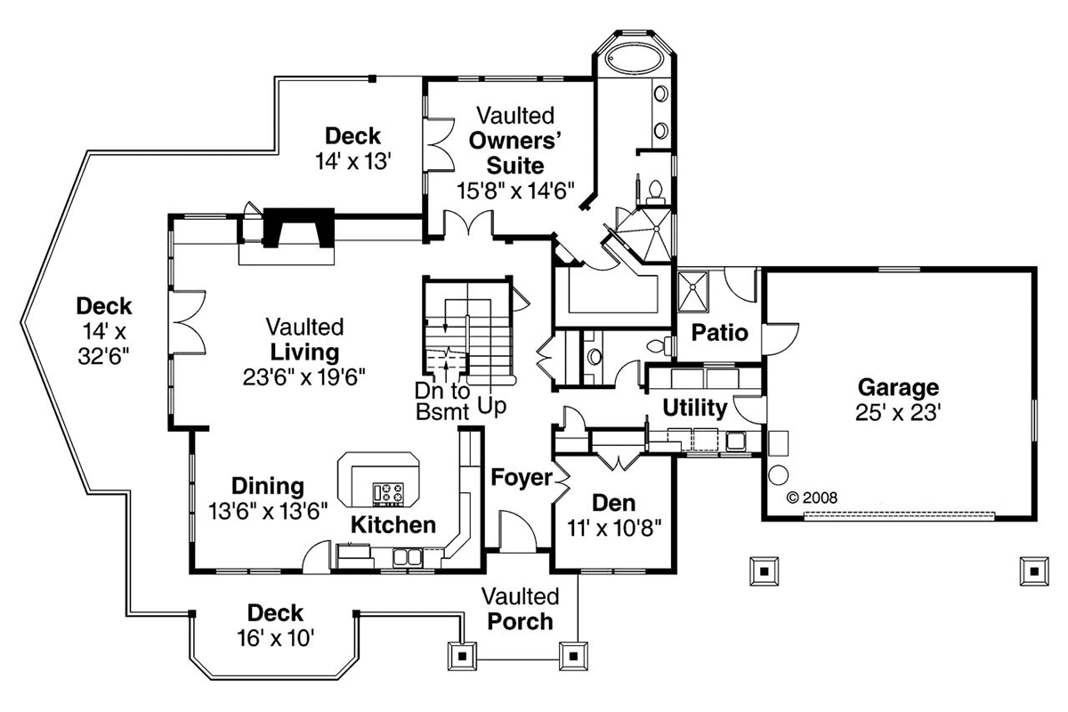 Bungalow Craftsman Level One of Plan 69784