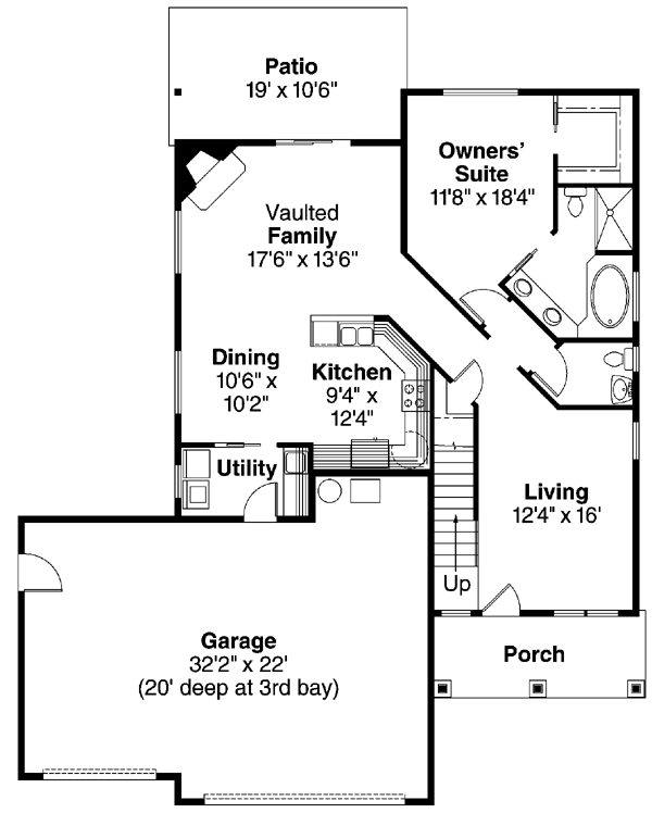 Country Craftsman European Level One of Plan 69787