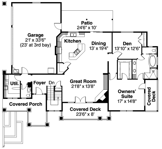 Contemporary Craftsman Florida One-Story Level One of Plan 69791