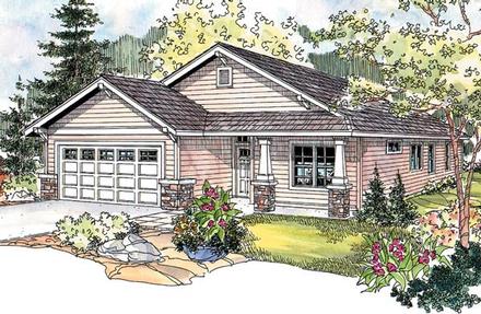 Country Craftsman One-Story Ranch Elevation of Plan 69794
