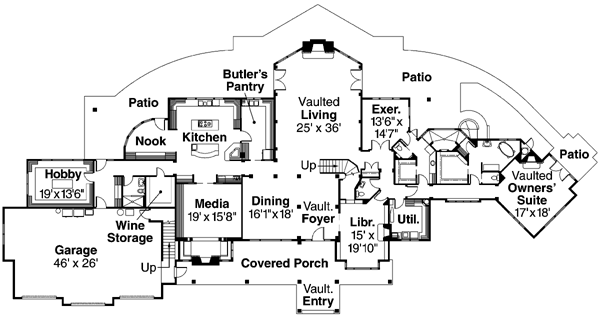 Contemporary Country Craftsman Level One of Plan 69795