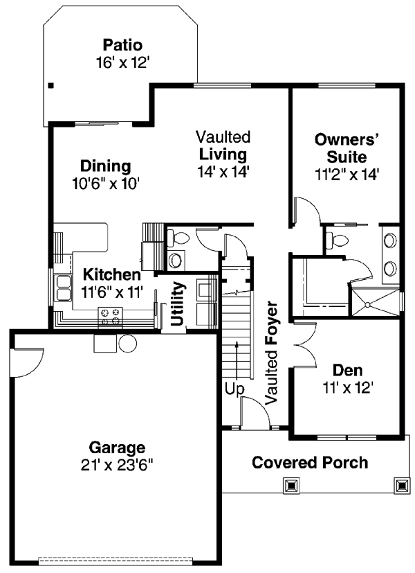 Bungalow Contemporary Country Craftsman Level One of Plan 69796