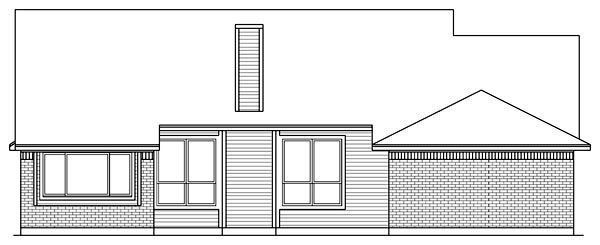 Colonial Cottage Country One-Story Traditional Rear Elevation of Plan 69918