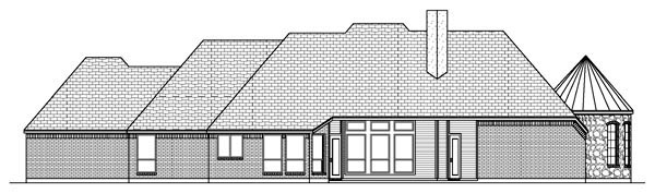 European One-Story Traditional Rear Elevation of Plan 69919