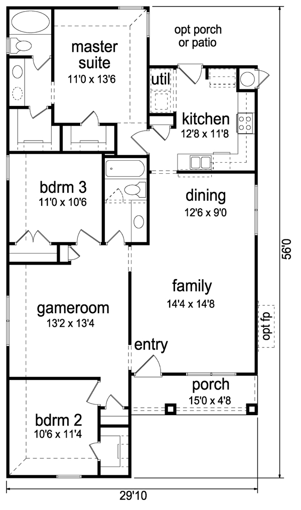 Cottage Craftsman Level One of Plan 69920