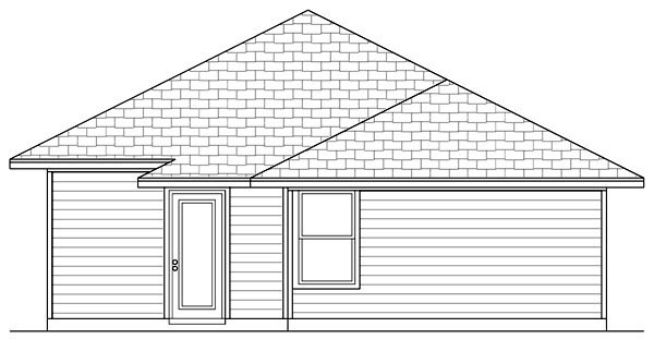 Cottage Craftsman Rear Elevation of Plan 69920