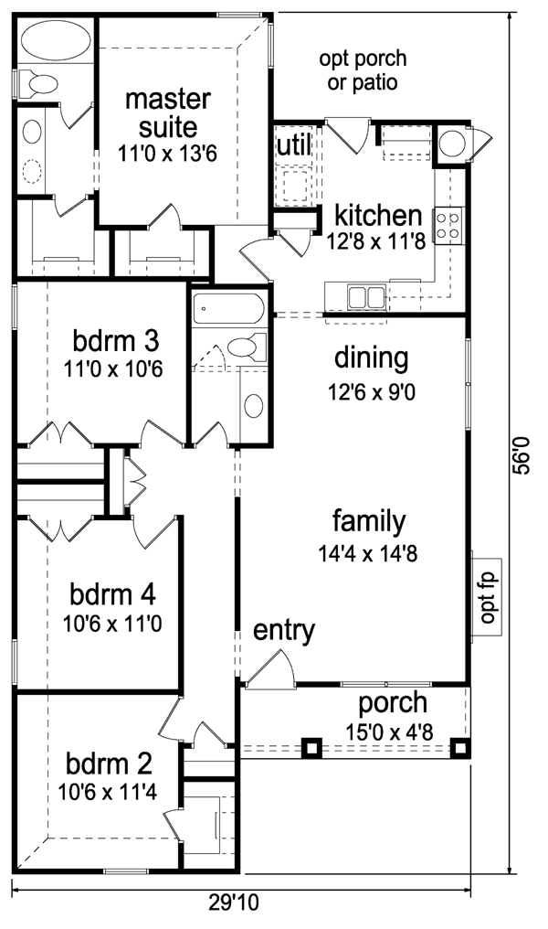 Cottage Craftsman Level One of Plan 69921