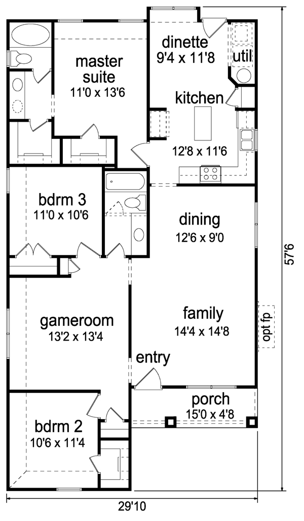 Cottage Craftsman Level One of Plan 69923