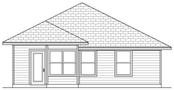 Cottage Craftsman Rear Elevation of Plan 69924