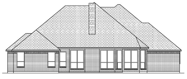 Traditional Rear Elevation of Plan 69928