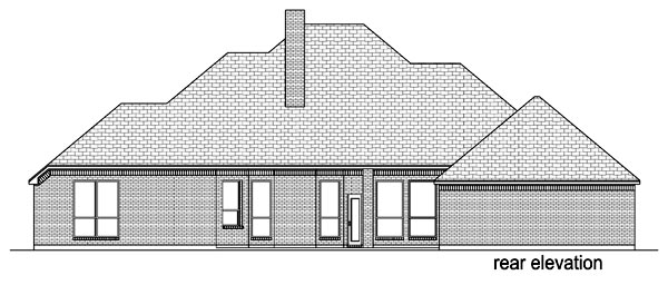 Traditional Rear Elevation of Plan 69932