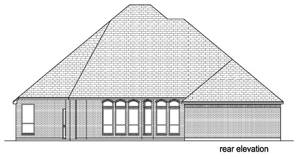 Traditional Rear Elevation of Plan 69934