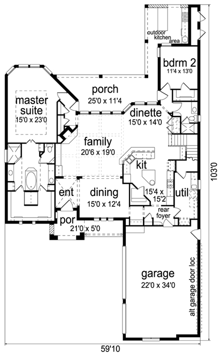 House Plan 69935 First Level Plan