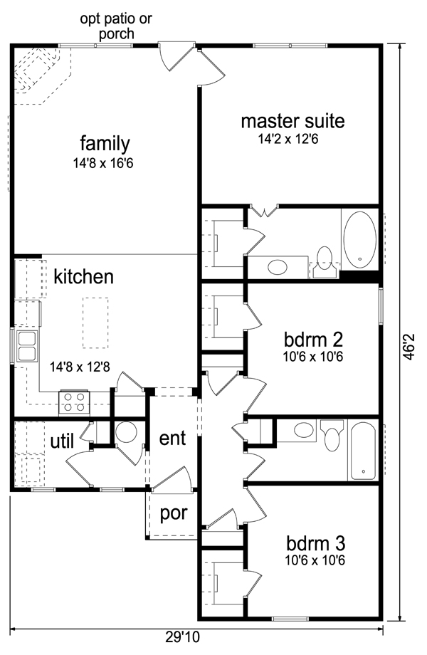 Cottage Craftsman Level One of Plan 69940