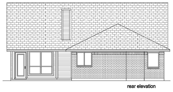 Cottage Craftsman Rear Elevation of Plan 69946