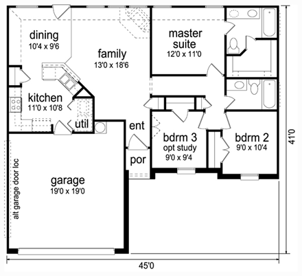 House Plan 69955 First Level Plan