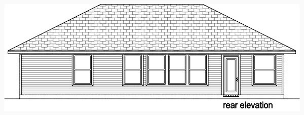 Traditional Rear Elevation of Plan 69955