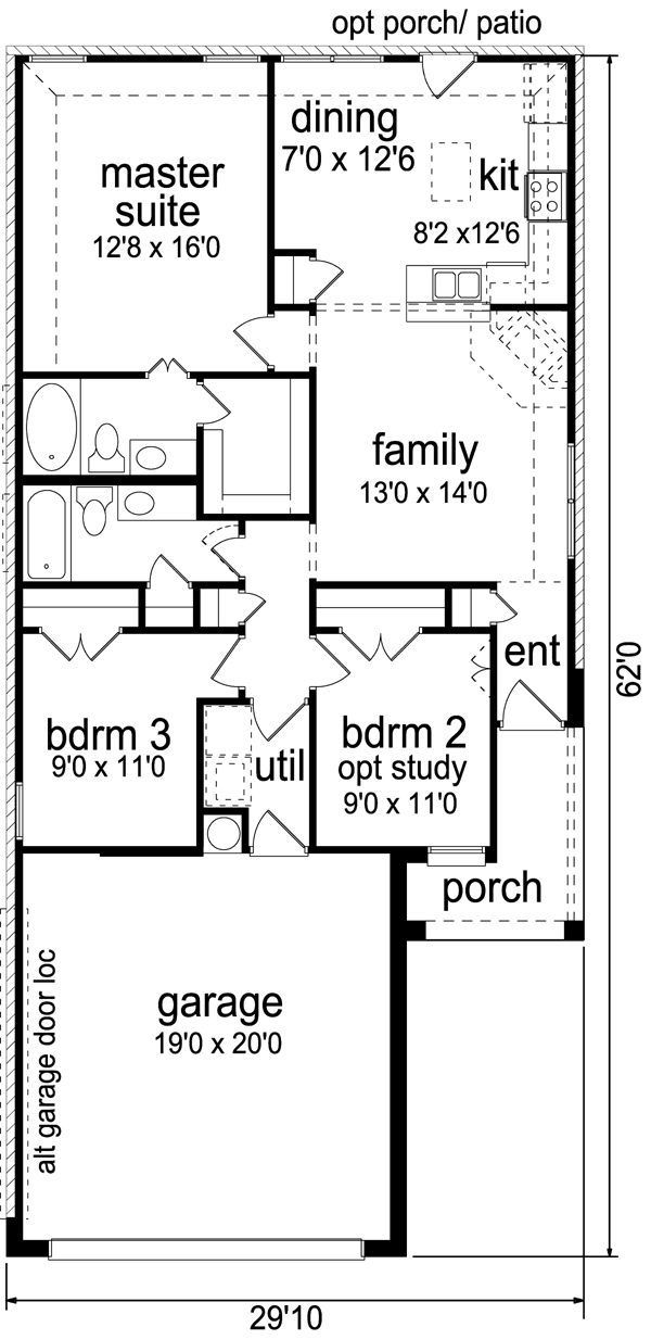 Cottage Craftsman Traditional Level One of Plan 69956