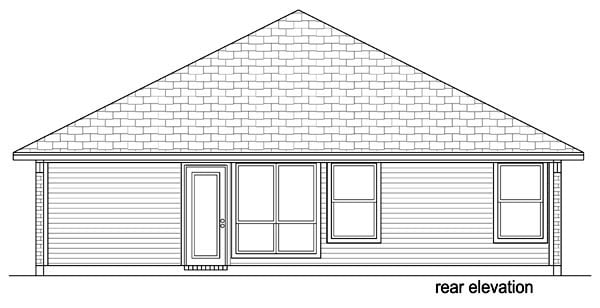 Traditional Rear Elevation of Plan 69958