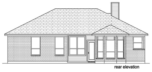 Traditional Rear Elevation of Plan 69960