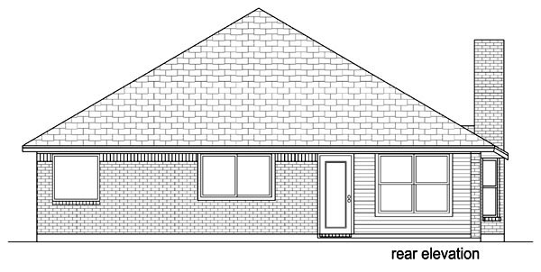 Traditional Rear Elevation of Plan 69963