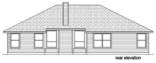 Traditional Rear Elevation of Plan 69964