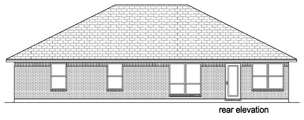 Traditional Rear Elevation of Plan 69966