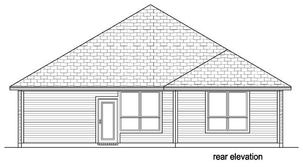 Traditional Rear Elevation of Plan 69969