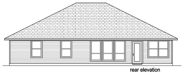 Traditional Rear Elevation of Plan 69970