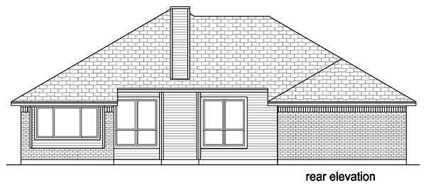 Traditional Rear Elevation of Plan 69972