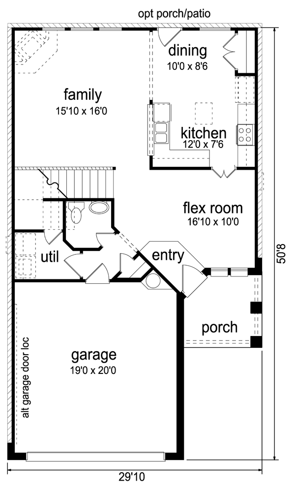 Cottage Craftsman Level One of Plan 69974