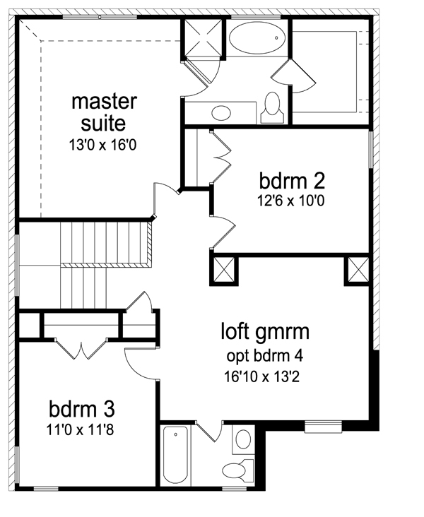 Cottage Craftsman Level Two of Plan 69974