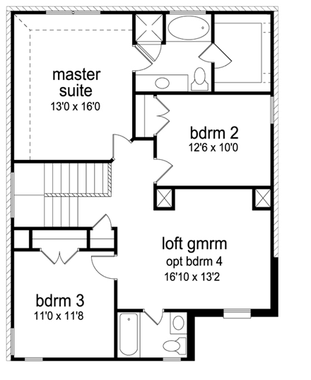 House Plan 69974 Second Level Plan