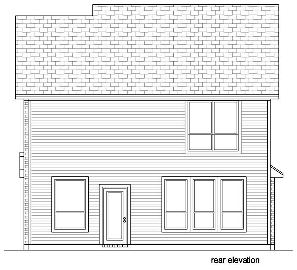 Cottage Craftsman Rear Elevation of Plan 69974