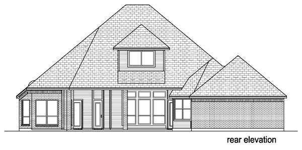 Traditional Rear Elevation of Plan 69977