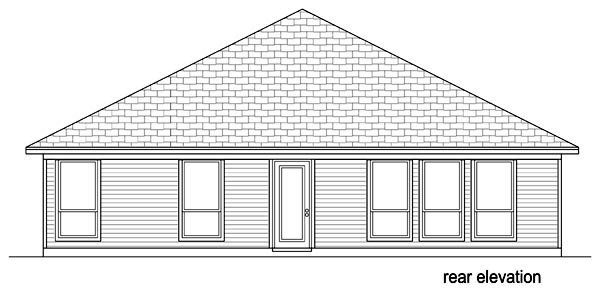 Traditional Rear Elevation of Plan 69984