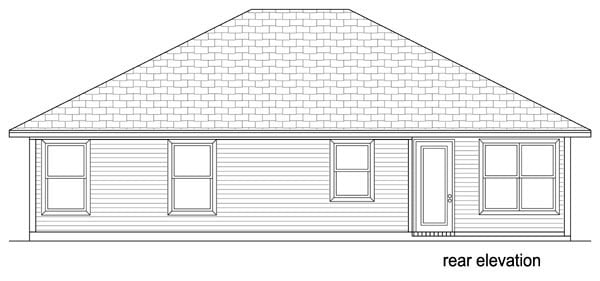 Traditional Rear Elevation of Plan 69987